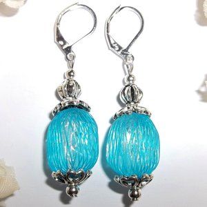 Turquoise Blue and Silver Earring, Earring, Blue Earring, Turquoise Earring 7645